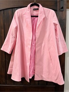 Estelle & Finn Pink A-Line Swing Jacket Open Front 3/4 Sleeve Size 8